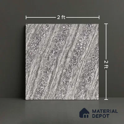 Stone Look Floor Tile TL 09388 | Glossy Finish 2 ft x 2 ft Vitrified Tile - 8 mm | Suitable For Kitchen, Bathroom, Bedroom & Office
