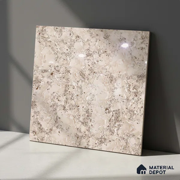 Marble Look Floor Tile TL 09390 D | Glossy Finish 2 ft x 2 ft Vitrified Tile - 8 mm | Suitable For Kitchen, Bathroom, Bedroom & Office