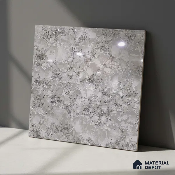 Marble Look Floor Tile TL 09390 | Glossy Finish 2 ft x 2 ft Vitrified Tile - 8 mm | Suitable For Kitchen, Bathroom, Bedroom & Office