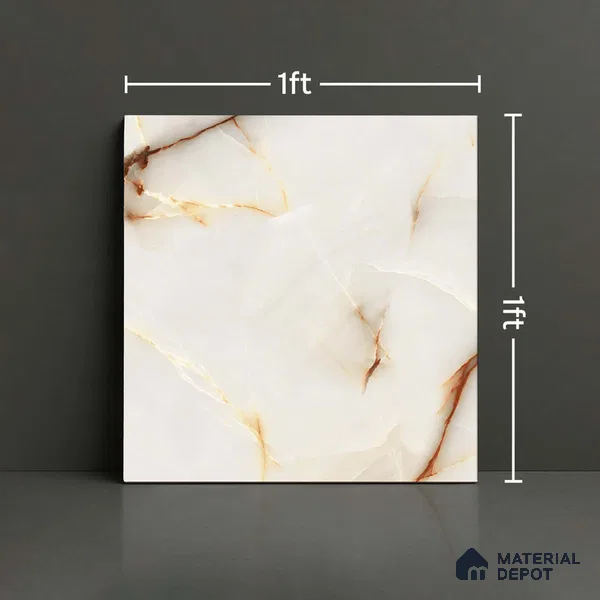 Marble Look Floor Tile TL 08849 D | Matte Finish 12 x 12 inch Ceramic Tile - 7 mm | Suitable For Kitchen, Bathroom, Bedroom & Office