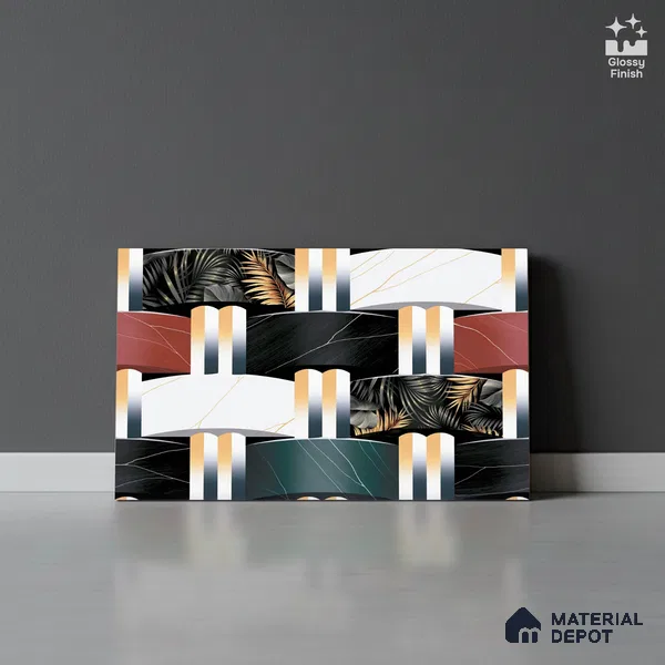 Patterned Look Wall Tile TL 08872 C | Glossy Finish 18 x 12 inch Ceramic Tile - 7 mm | Suitable For Kitchen & Bathroom