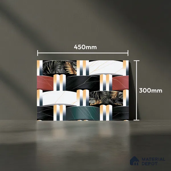 Patterned Look Wall Tile TL 08872 C | Glossy Finish 18 x 12 inch Ceramic Tile - 7 mm | Suitable For Kitchen & Bathroom