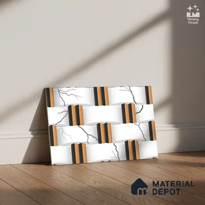 Patterned Look Wall Tile TL 08872 | Glossy Finish 18 x 12 inch Ceramic Tile - 7 mm | Suitable For Kitchen & Bathroom