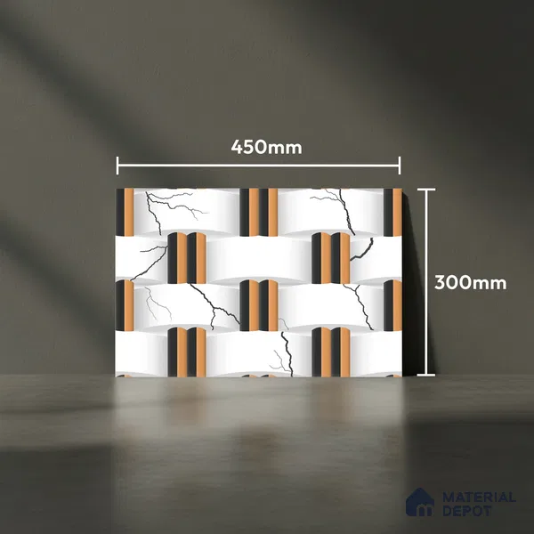 Patterned Look Wall Tile TL 08872 | Glossy Finish 18 x 12 inch Ceramic Tile - 7 mm | Suitable For Kitchen & Bathroom