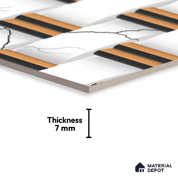 Patterned Look Wall Tile TL 08872 | Glossy Finish 18 x 12 inch Ceramic Tile - 7 mm | Suitable For Kitchen & Bathroom