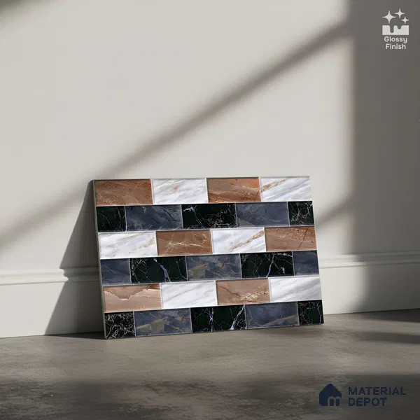 Faux Subway Look Wall Tile TL 08875 | Glossy Finish 18 x 12 inch Ceramic Tile - 7 mm | Suitable For Kitchen & Bathroom