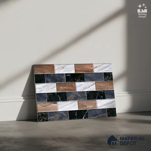 Faux Subway Look Wall Tile TL 08875 | Glossy Finish 18 x 12 inch Ceramic Tile - 7 mm | Suitable For Kitchen & Bathroom