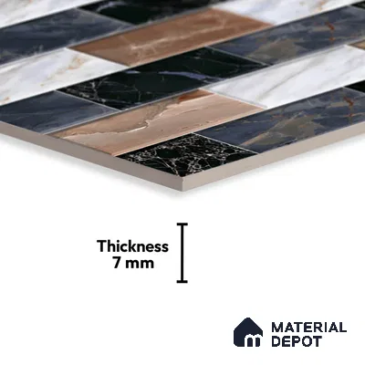 Faux Subway Look Wall Tile TL 08875 | Glossy Finish 18 x 12 inch Ceramic Tile - 7 mm | Suitable For Kitchen & Bathroom