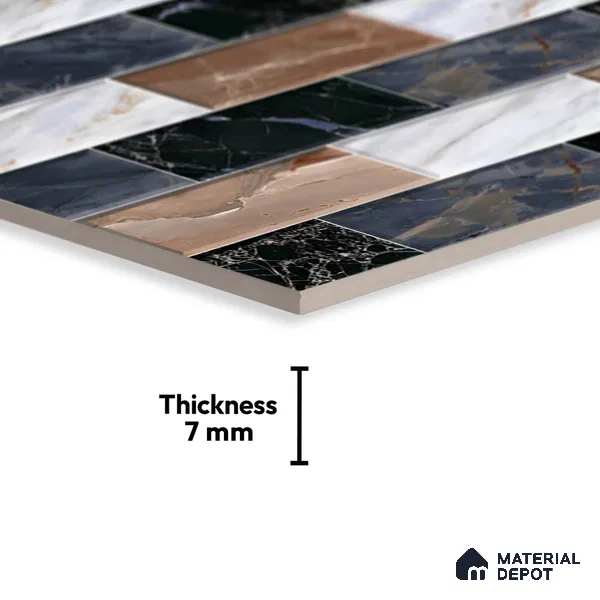 Faux Subway Look Wall Tile TL 08875 | Glossy Finish 18 x 12 inch Ceramic Tile - 7 mm | Suitable For Kitchen & Bathroom