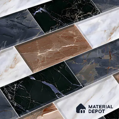 Faux Subway Look Wall Tile TL 08875 | Glossy Finish 18 x 12 inch Ceramic Tile - 7 mm | Suitable For Kitchen & Bathroom