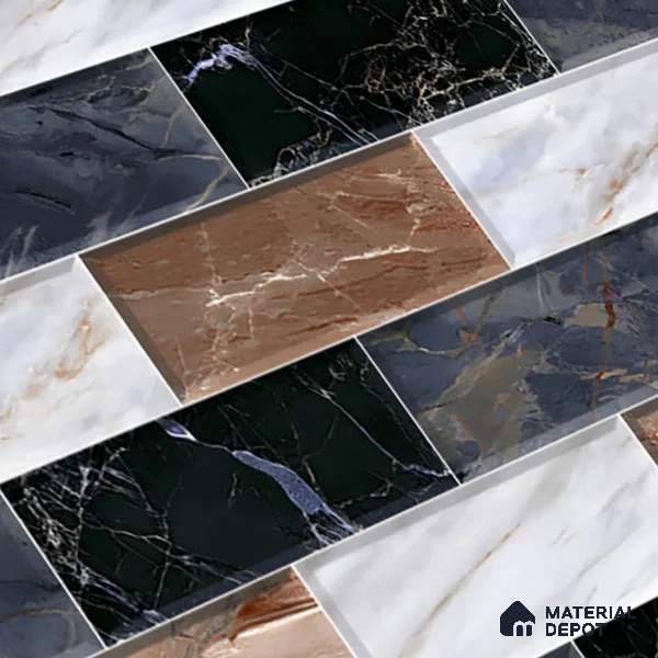 Faux Subway Look Wall Tile TL 08875 | Glossy Finish 18 x 12 inch Ceramic Tile - 7 mm | Suitable For Kitchen & Bathroom