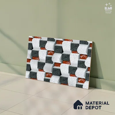 Patterned Look Wall Tile TL 08878 | Glossy Finish 18 x 12 inch Ceramic Tile - 7 mm | Suitable For Kitchen & Bathroom