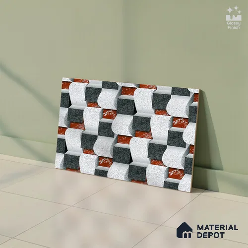 Patterned Look Wall Tile TL 08878 | Glossy Finish 18 x 12 inch Ceramic Tile - 7 mm | Suitable For Kitchen & Bathroom