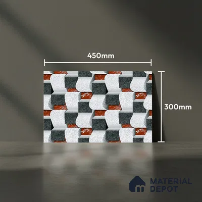Patterned Look Wall Tile TL 08878 | Glossy Finish 18 x 12 inch Ceramic Tile - 7 mm | Suitable For Kitchen & Bathroom