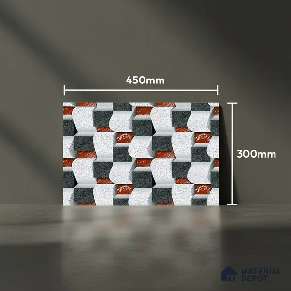 Patterned Look Wall Tile TL 08878 | Glossy Finish 18 x 12 inch Ceramic Tile - 7 mm | Suitable For Kitchen & Bathroom