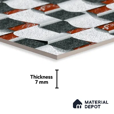 Patterned Look Wall Tile TL 08878 | Glossy Finish 18 x 12 inch Ceramic Tile - 7 mm | Suitable For Kitchen & Bathroom
