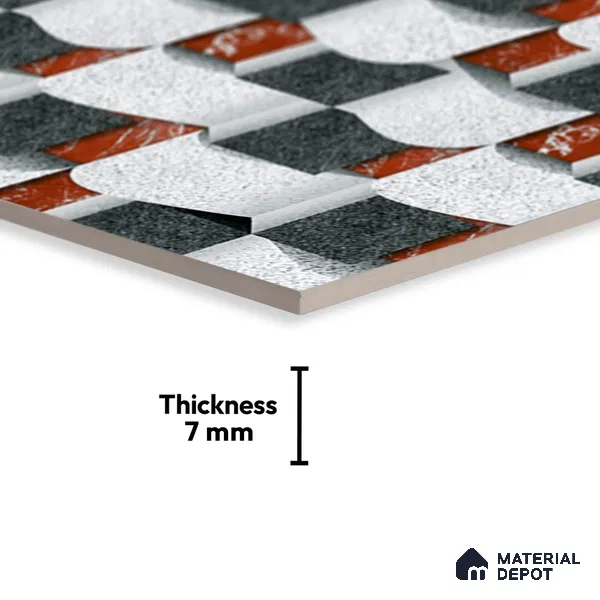 Patterned Look Wall Tile TL 08878 | Glossy Finish 18 x 12 inch Ceramic Tile - 7 mm | Suitable For Kitchen & Bathroom