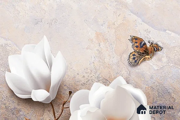 Floral Wall Tile TL 08859 B | Glossy Finish 18 x 12 inch Ceramic Tile - 7 mm | Suitable For Kitchen & Bathroom