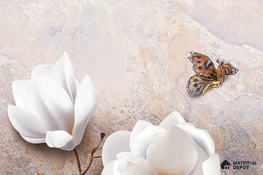 Floral Wall Tile TL 08859 B | Glossy Finish 18 x 12 inch Ceramic Tile - 7 mm | Suitable For Kitchen & Bathroom