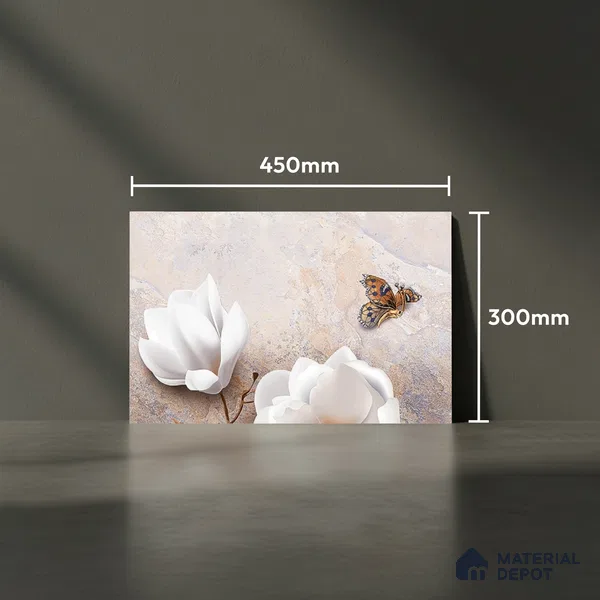 Floral Wall Tile TL 08859 B | Glossy Finish 18 x 12 inch Ceramic Tile - 7 mm | Suitable For Kitchen & Bathroom