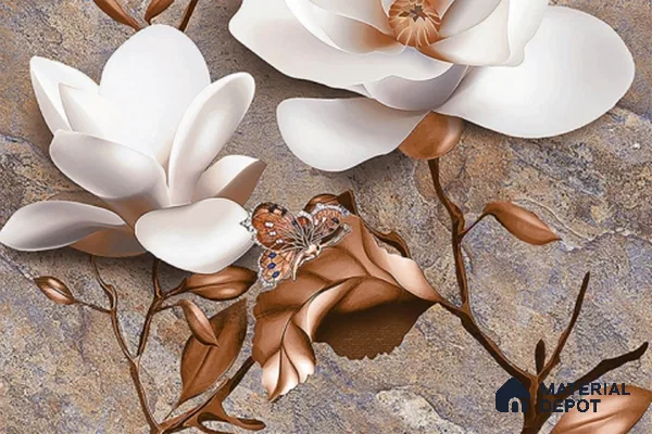 Floral Wall Tile TL 08859 C | Glossy Finish 18 x 12 inch Ceramic Tile - 7 mm | Suitable For Kitchen & Bathroom