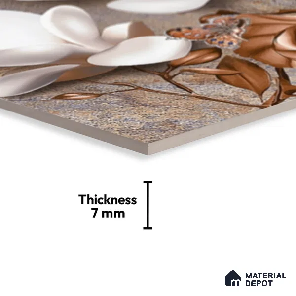 Floral Wall Tile TL 08859 C | Glossy Finish 18 x 12 inch Ceramic Tile - 7 mm | Suitable For Kitchen & Bathroom