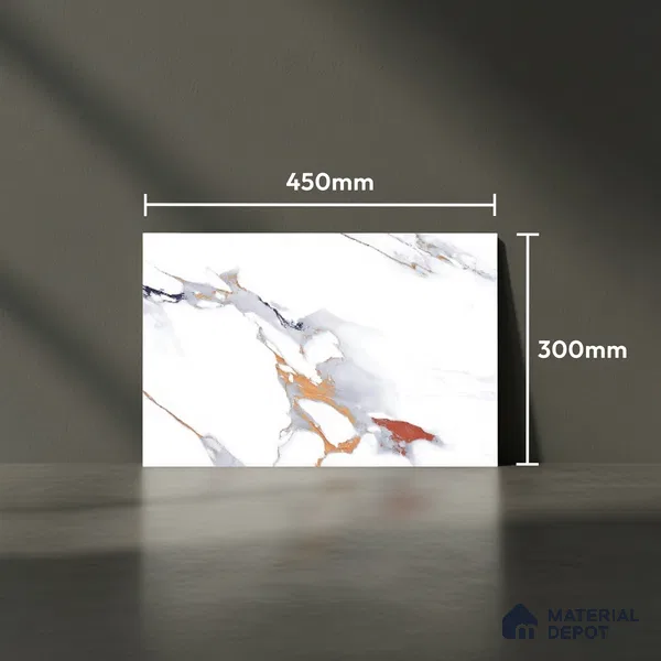 Marble Look Wall Tile TL 08850 B | Glossy Finish 18 x 12 inch Ceramic Tile - 7 mm | Suitable For Kitchen & Bathroom