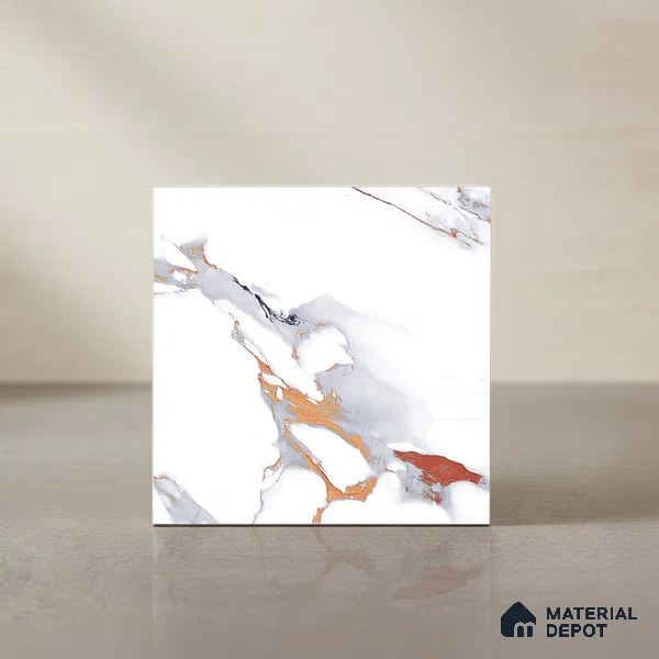Marble Look Floor Tile TL 08850 C | Matte Finish 12 x 12 inch Ceramic Tile - 7 mm | Suitable For Kitchen, Bathroom, Bedroom & Office