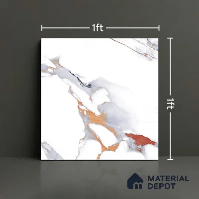 Marble Look Floor Tile TL 08850 C | Matte Finish 12 x 12 inch Ceramic Tile - 7 mm | Suitable For Kitchen, Bathroom, Bedroom & Office