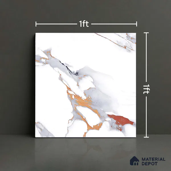 Marble Look Floor Tile TL 08850 C | Matte Finish 12 x 12 inch Ceramic Tile - 7 mm | Suitable For Kitchen, Bathroom, Bedroom & Office
