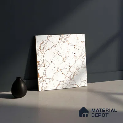 Marble Look Floor Tile TL 08844 D | Matte Finish 12 x 12 inch Ceramic Tile - 7 mm | Suitable For Kitchen, Bathroom, Bedroom & Office