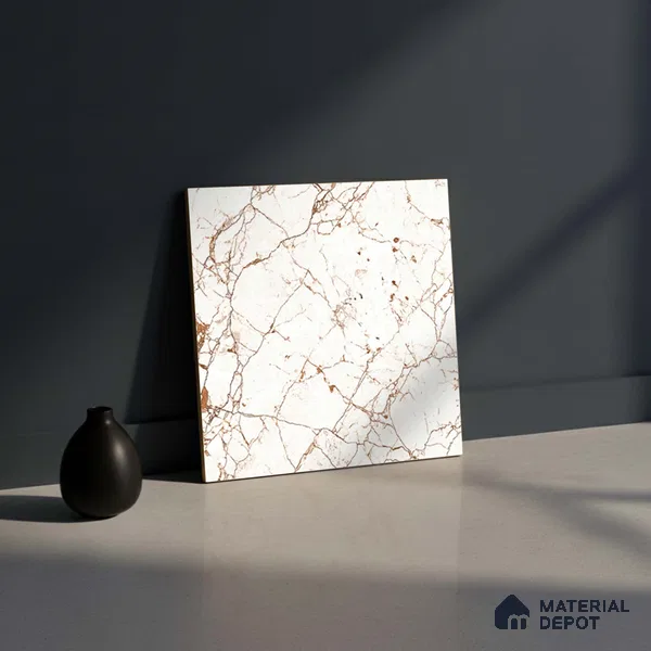 Marble Look Floor Tile TL 08844 D | Matte Finish 12 x 12 inch Ceramic Tile - 7 mm | Suitable For Kitchen, Bathroom, Bedroom & Office