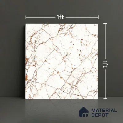 Marble Look Floor Tile TL 08844 D | Matte Finish 12 x 12 inch Ceramic Tile - 7 mm | Suitable For Kitchen, Bathroom, Bedroom & Office