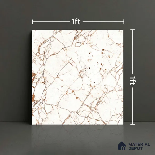 Marble Look Floor Tile TL 08844 D | Matte Finish 12 x 12 inch Ceramic Tile - 7 mm | Suitable For Kitchen, Bathroom, Bedroom & Office