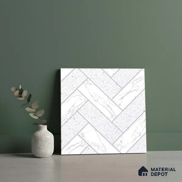 Faux Subway Matching Floor Tile TL 08853 C | Matte Finish 12 x 12 inch Ceramic Anti Skid Tile - 7 mm | Suitable For Kitchen, Bathroom | Please Expect a Slight Variation of Pattern