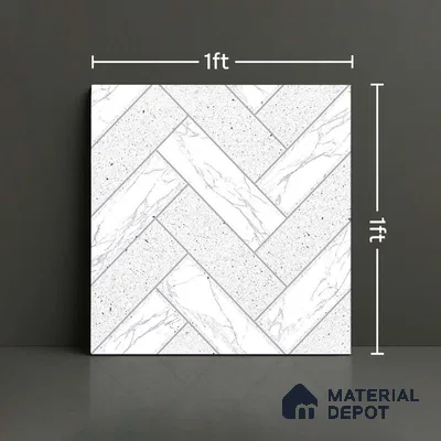 Faux Subway Matching Floor Tile TL 08853 C | Matte Finish 12 x 12 inch Ceramic Anti Skid Tile - 7 mm | Suitable For Kitchen, Bathroom | Please Expect a Slight Variation of Pattern