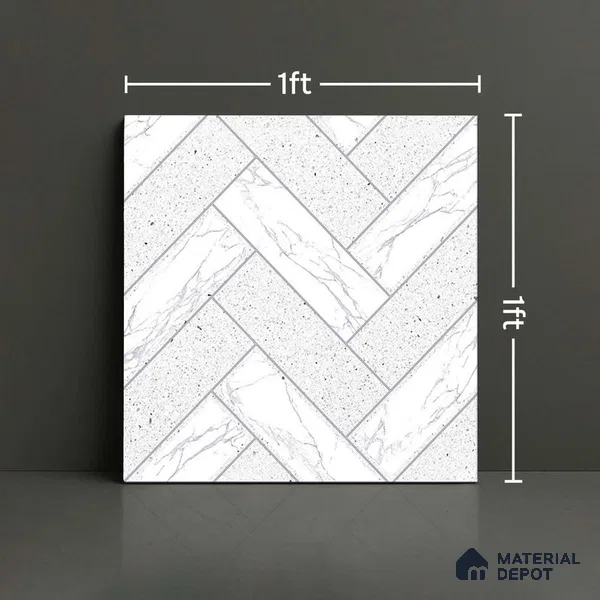 Faux Subway Matching Floor Tile TL 08853 C | Matte Finish 12 x 12 inch Ceramic Anti Skid Tile - 7 mm | Suitable For Kitchen, Bathroom | Please Expect a Slight Variation of Pattern