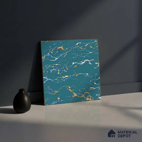 Marble Look Floor Tile TL 08843 D | Matte Finish 12 x 12 inch Ceramic Tile - 7 mm | Suitable For Kitchen, Bathroom, Bedroom & Office