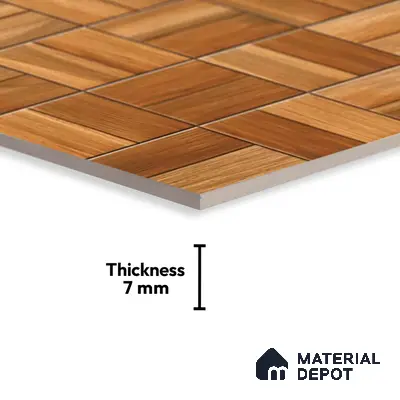 Wood Look Wall Tile TL 08863 | Glossy Finish 18 x 12 inch Ceramic Tile - 7 mm | Suitable For Kitchen & Bathroom
