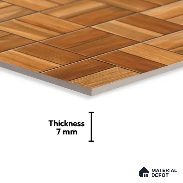 Wood Look Wall Tile TL 08863 | Glossy Finish 18 x 12 inch Ceramic Tile - 7 mm | Suitable For Kitchen & Bathroom