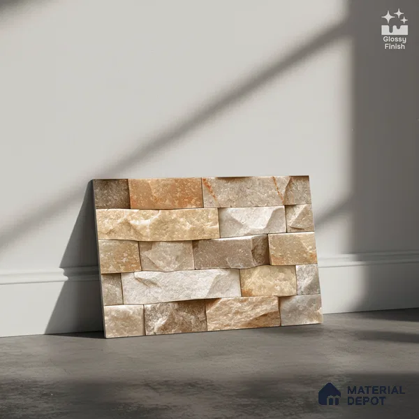 Stone Look Wall Tile TL 08877 | Glossy Finish 18 x 12 inch Ceramic Tile - 7 mm | Suitable For Kitchen & Bathroom