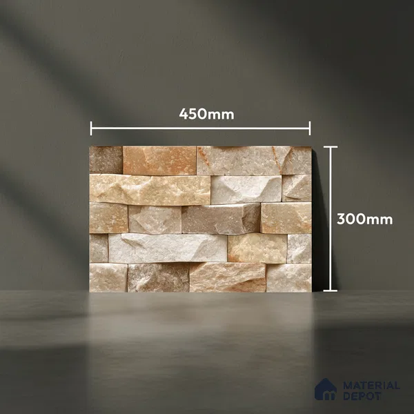 Stone Look Wall Tile TL 08877 | Glossy Finish 18 x 12 inch Ceramic Tile - 7 mm | Suitable For Kitchen & Bathroom