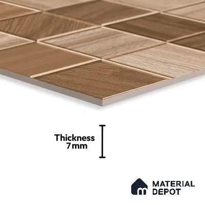 Wood Look Floor Tile TL 08852 D | Matte Finish 12 x 12 inch Ceramic Tile - 7 mm | Suitable For Kitchen, Bathroom, Bedroom & Office