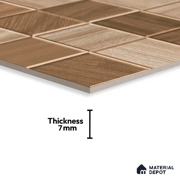 Wood Look Floor Tile TL 08852 D | Matte Finish 12 x 12 inch Ceramic Tile - 7 mm | Suitable For Kitchen, Bathroom, Bedroom & Office