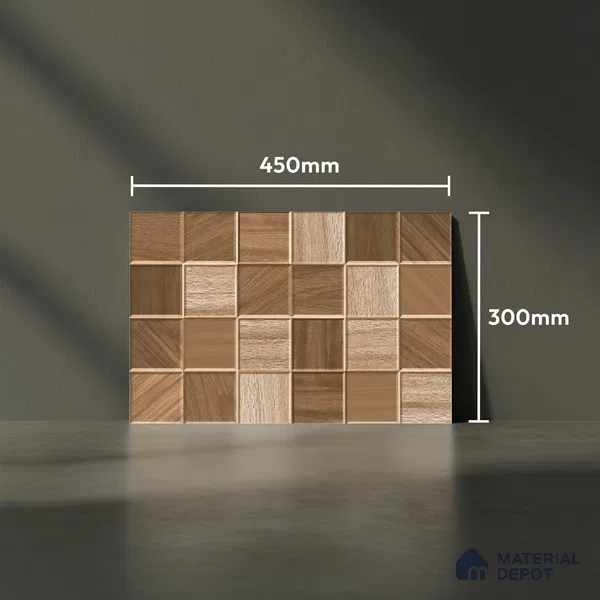 Wood Look Wall Tile TL 08852 | Glossy Finish 18 x 12 inch Ceramic Tile - 7 mm | Suitable For Kitchen & Bathroom