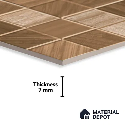 Wood Look Wall Tile TL 08852 | Glossy Finish 18 x 12 inch Ceramic Tile - 7 mm | Suitable For Kitchen & Bathroom