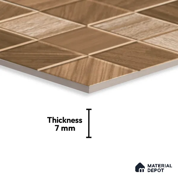 Wood Look Wall Tile TL 08852 | Glossy Finish 18 x 12 inch Ceramic Tile - 7 mm | Suitable For Kitchen & Bathroom