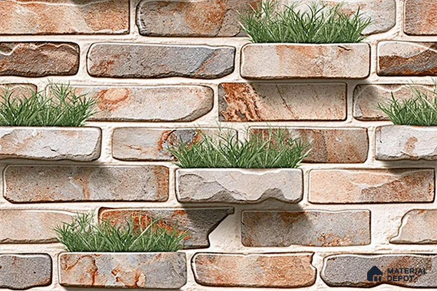 Stone Look Wall Tile TL 08873 | Glossy Finish 18 x 12 inch Ceramic Tile - 7 mm | Suitable For Kitchen & Bathroom