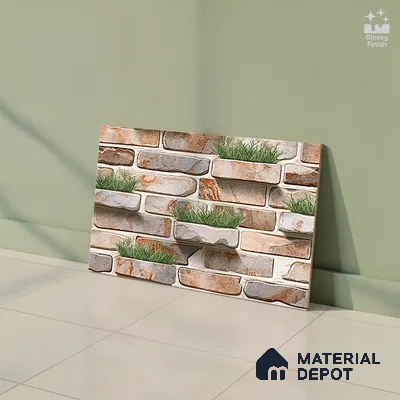 Stone Look Wall Tile TL 08873 | Glossy Finish 18 x 12 inch Ceramic Tile - 7 mm | Suitable For Kitchen & Bathroom