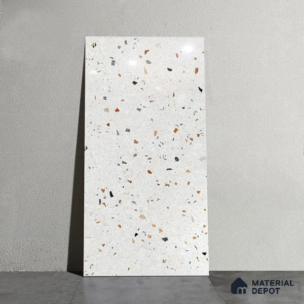 Terrazzo Wall & Floor Tile TL 08963 | Glossy Finish 4 ft x 2 ft Vitrified Tile - 9 mm | Suitable For Kitchen, Bathroom, Bedroom & Office